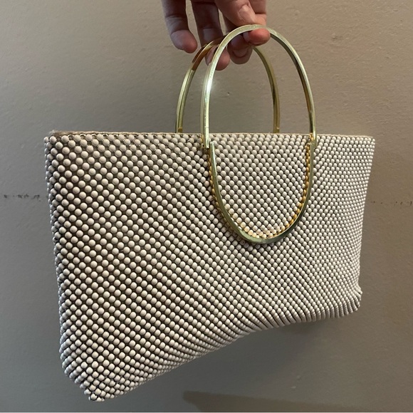Vintage 80s ‘Bags By Marlo’ Ivory Bubble Chainmail Handbag w Gold Handles - EUC - Picture 16 of 16